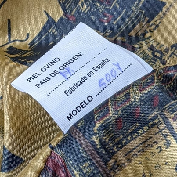 Men's Vintage Sheepskin Cardigan Brown & Red Confeccion Cuni, SA Made in Spain - Picture 11 of 15